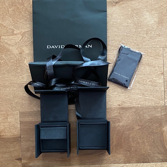 David Yurman Two Black Jewelry Gift Boxes with Bag. 2 Ribbons, 1 Small Cloth Bag - Picture 2 of 10